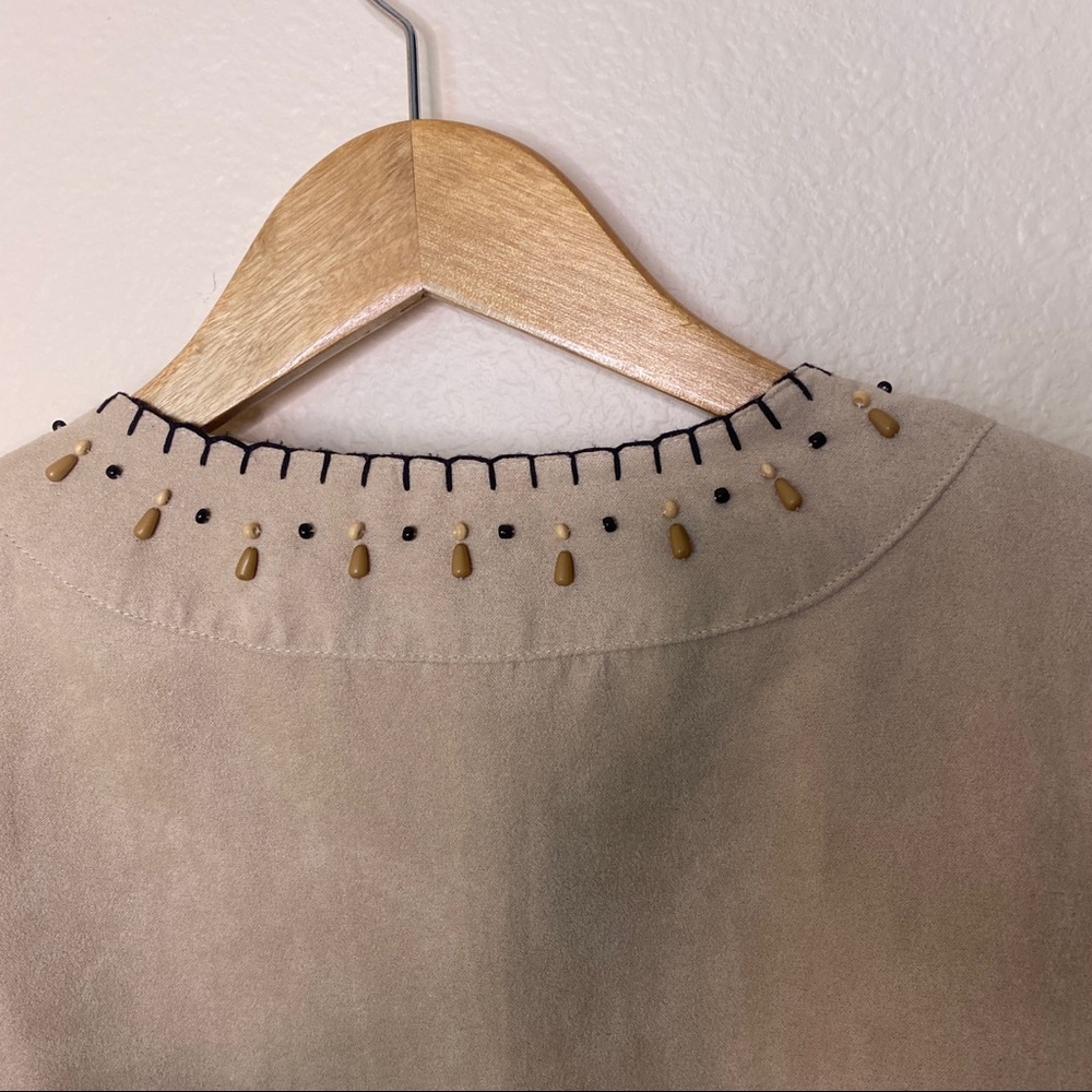Dress Barn Beaded Tan Suede Jacket Large - Picture 11 of 11